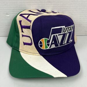 Vintage Utah Jazz Hat Cap Snapback Twins Purple Swirl NBA Basketball 90s NEW
